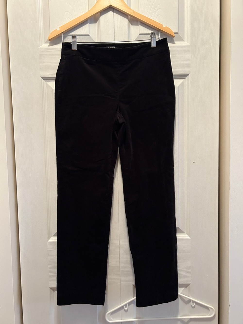 Talbots Black velvet Straight-Leg Pants side zipper